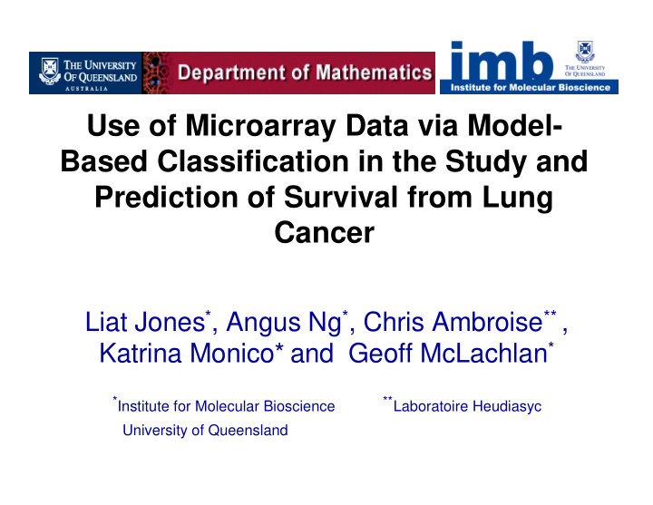 use of microarray data via model based classification in