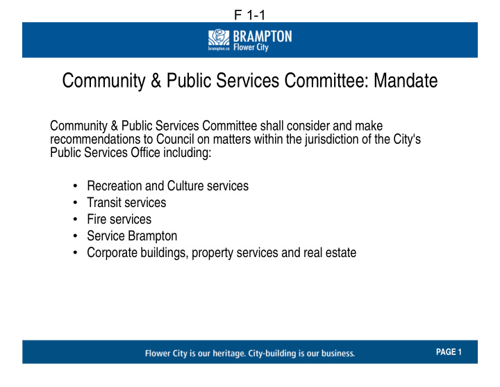 community public services committee mandate