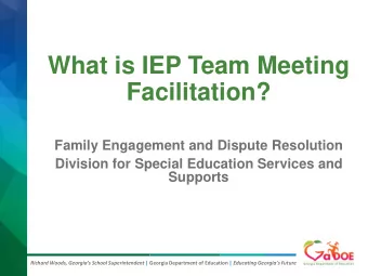 Facilitation?  Family Engagement and Dispute Resolution  Division for Special Education Services