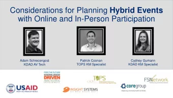 Considerations for Planning Hybrid Events  with Online and In-Person Participation  Adam