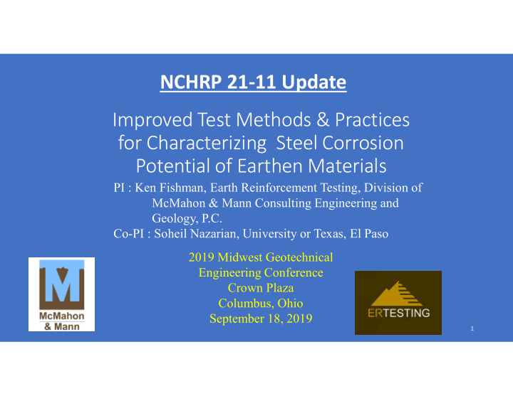nchrp 21 11 update improved test methods amp practices