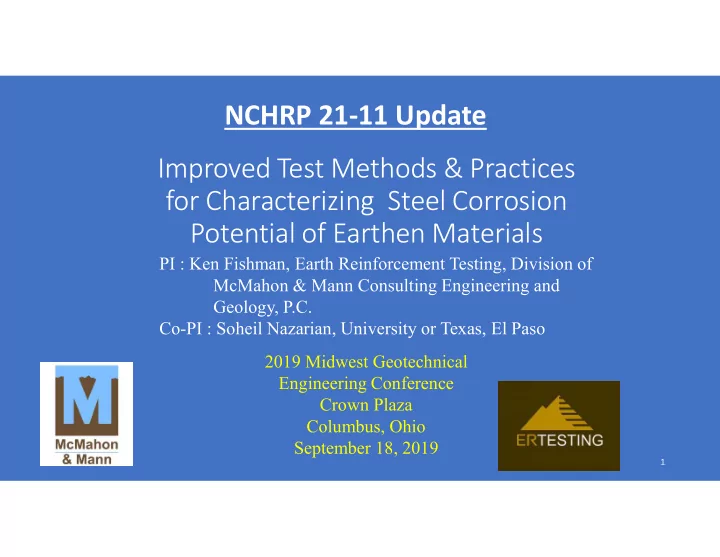 nchrp 21 11 update improved test methods amp practices
