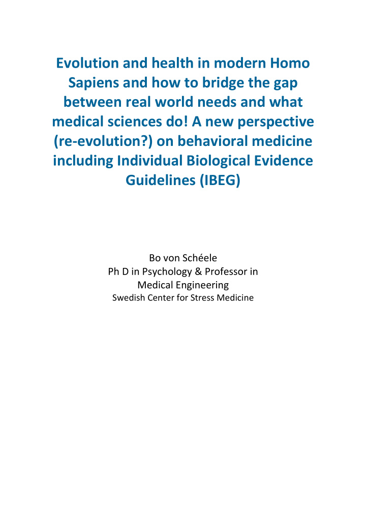 evolution and health in modern homo sapiens and how to