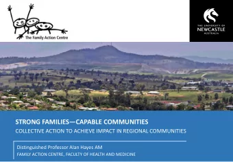 STRONG FAMILIESCAPABLE COMMUNITIES  COLLECTIVE ACTION TO ACHIEVE IMPACT IN REGIONAL COMMUNITIES