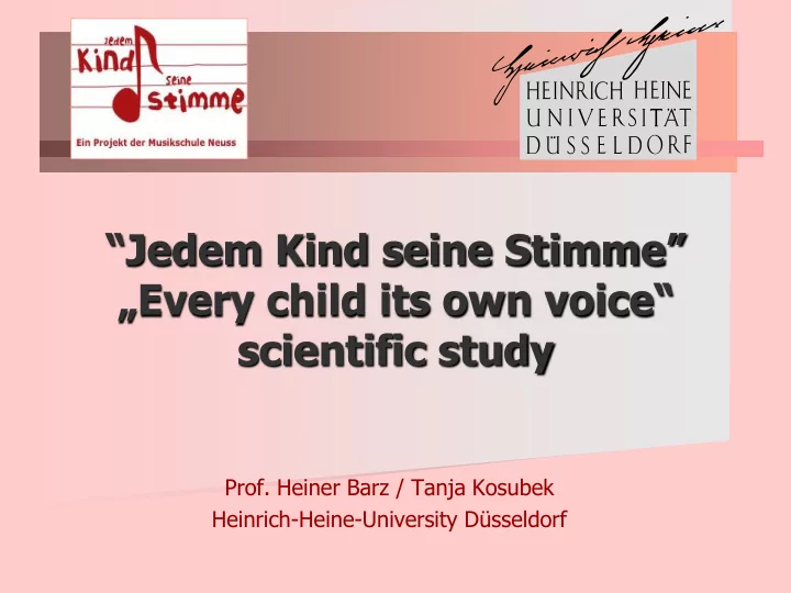 jedem kind seine stimme every child its own voice
