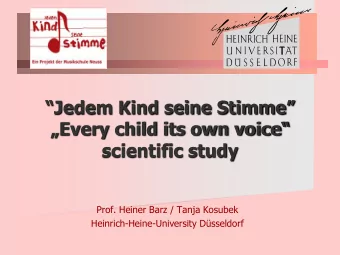 Jedem Kind seine Stimme  Every child its own voice  scientific study  Prof. Heiner Barz
