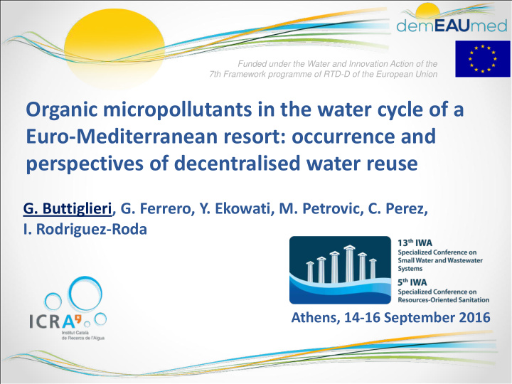 organic micropollutants in the water cycle of a euro