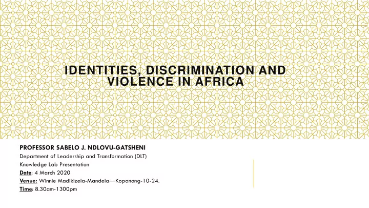 identities discrimination and