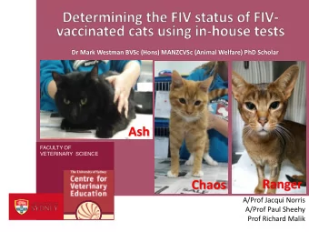 Ash  FACULTY OF  VETERINARY  SCIENCE  Ranger  Chaos  A/Prof Jacqui Norris  A/Prof Paul Sheehy  Prof
