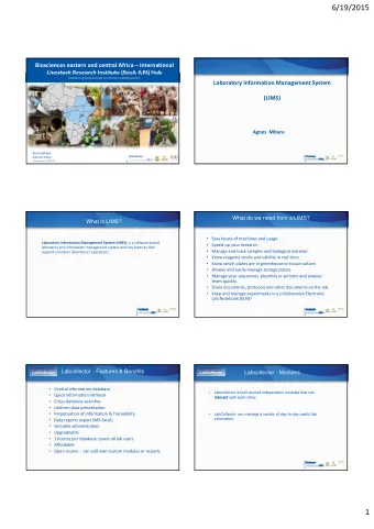 6/19/2015 Biosciences eastern and central Africa  International Livestock Research Institute