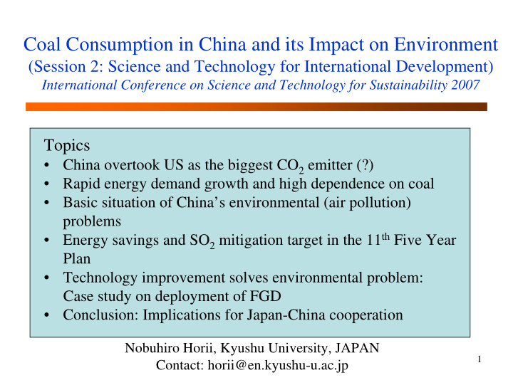 coal consumption in china and its impact on environment
