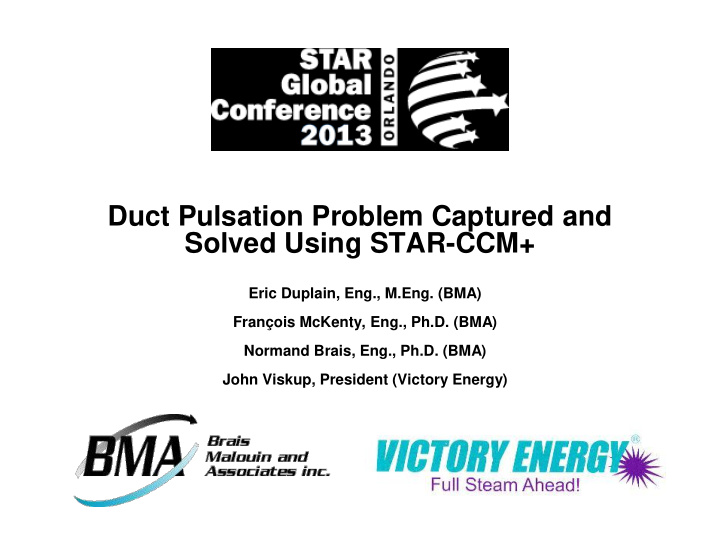 duct pulsation problem captured and