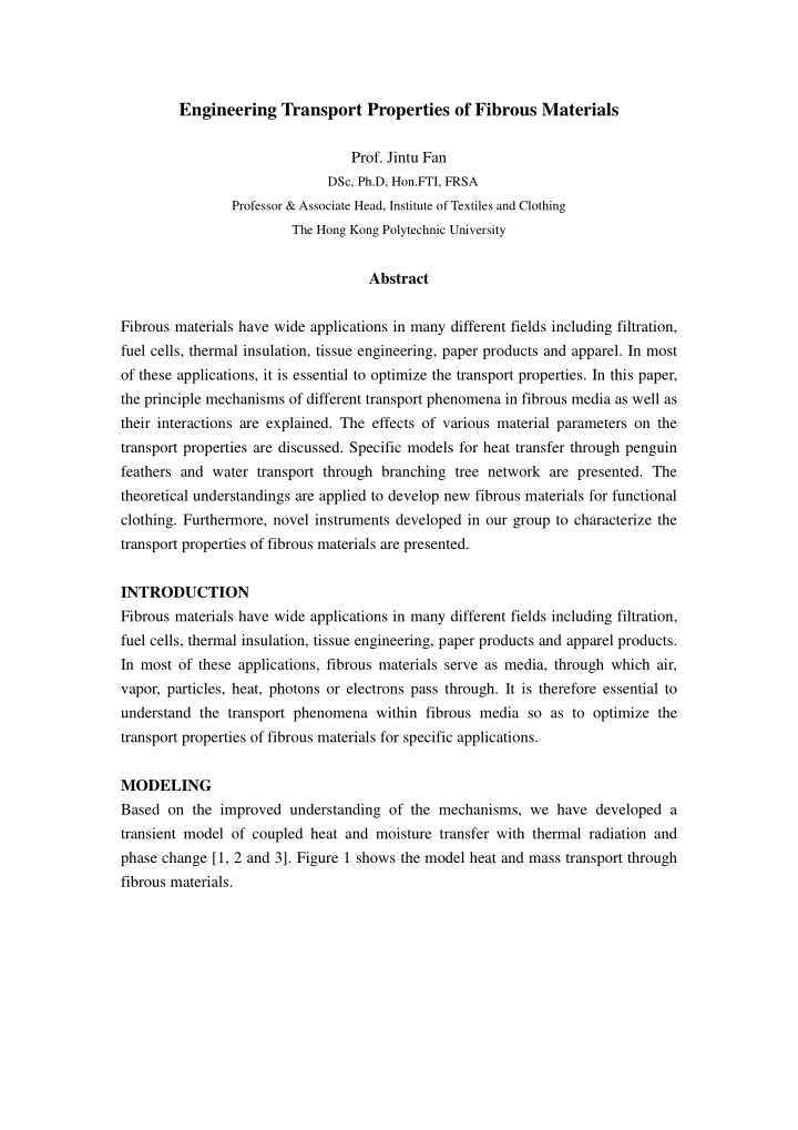 engineering transport properties of fibrous materials