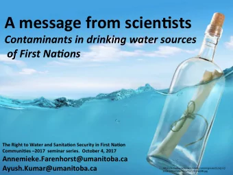 A  message  from  scien.sts    Contaminants  in  drinking  water  sources