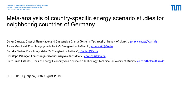 meta analysis of country specific energy scenario studies