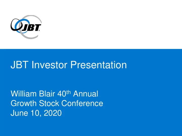 jbt investor presentation