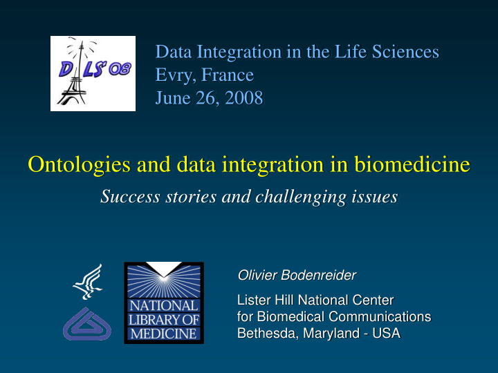 ontologies and data integration in biomedicine