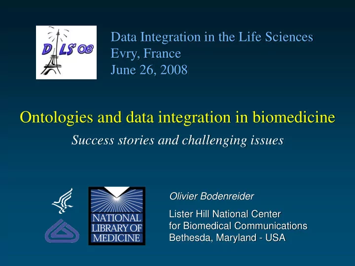 ontologies and data integration in biomedicine