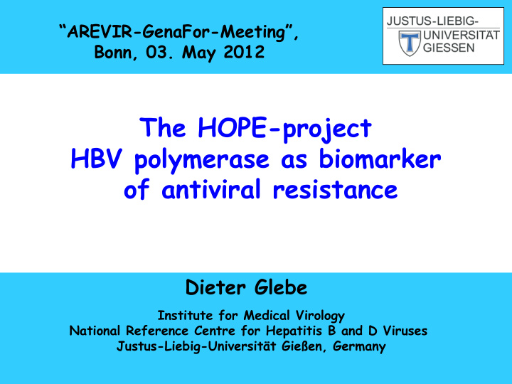 the hope project hbv polymerase as biomarker of antiviral