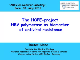 The HOPE-project  HBV polymerase as biomarker  of antiviral resistance  Dieter Glebe  Institute for
