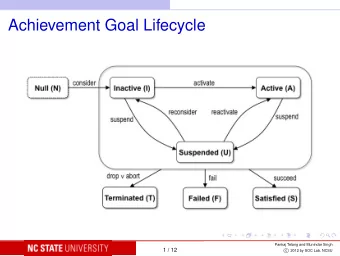 Achievement Goal Lifecycle  Pankaj Telang and Munindar Singh  1 / 12  2012 by SOC Lab, NCSU  c