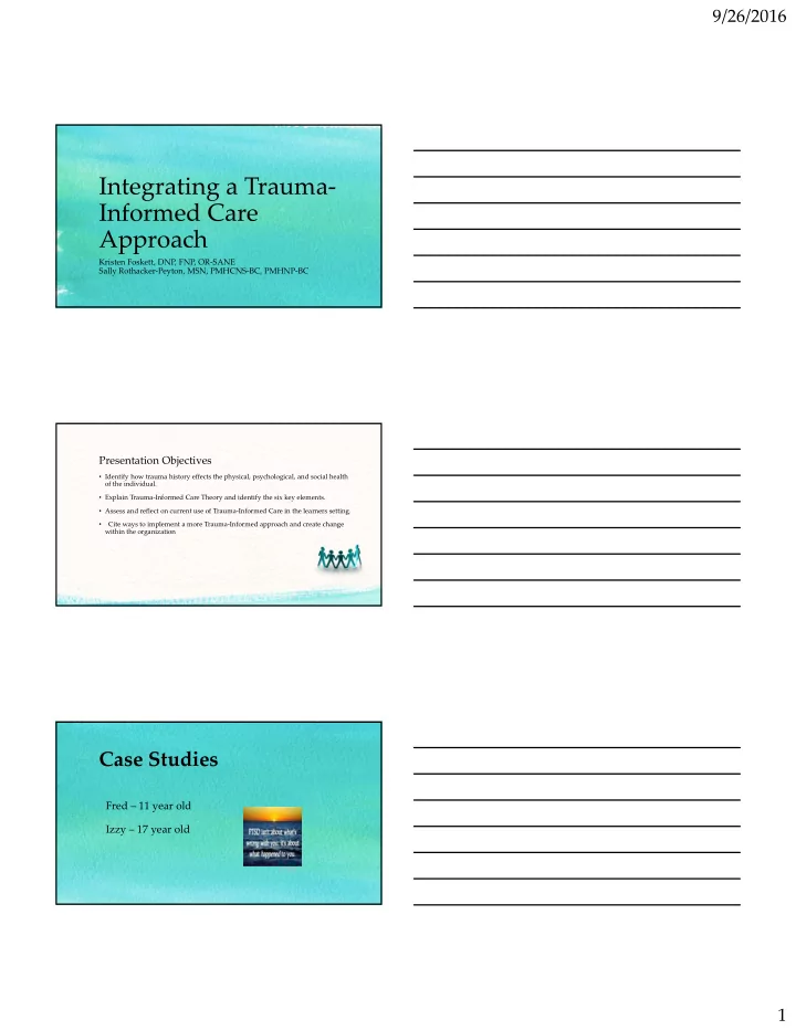integrating a trauma informed care approach