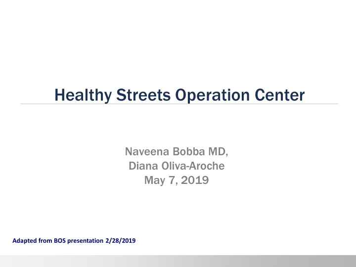 healthy streets operation center