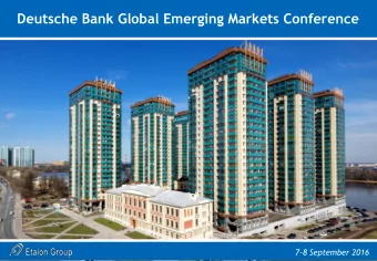 Deutsche Bank Global Emerging Markets Conference  7-8 September 2016  Disclaimer  IMPORTANT: You