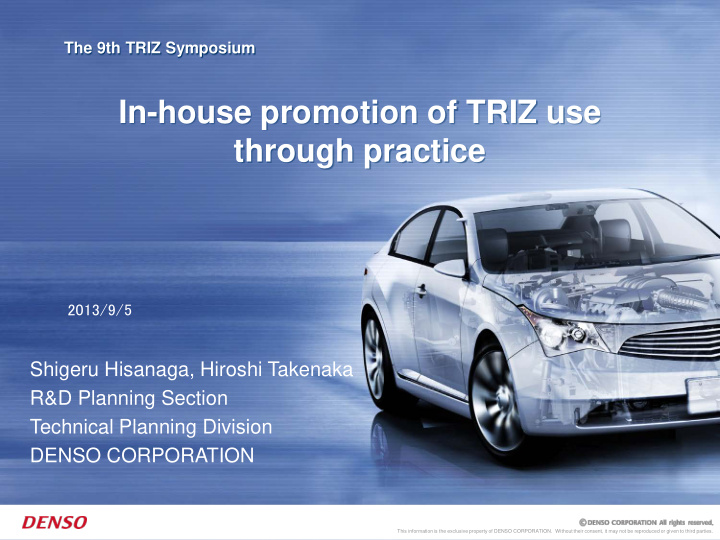 in house promotion of triz use through practice