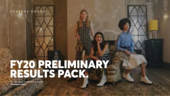 FY20 PRELIMINARY  RESULTS PACK.  For 52 weeks ended 26 April 2020  20 August 2020  FORWARD LOOKING