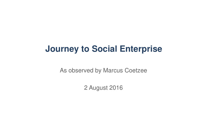 journey to social enterprise