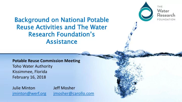 potable reuse commission meeting toho water authority