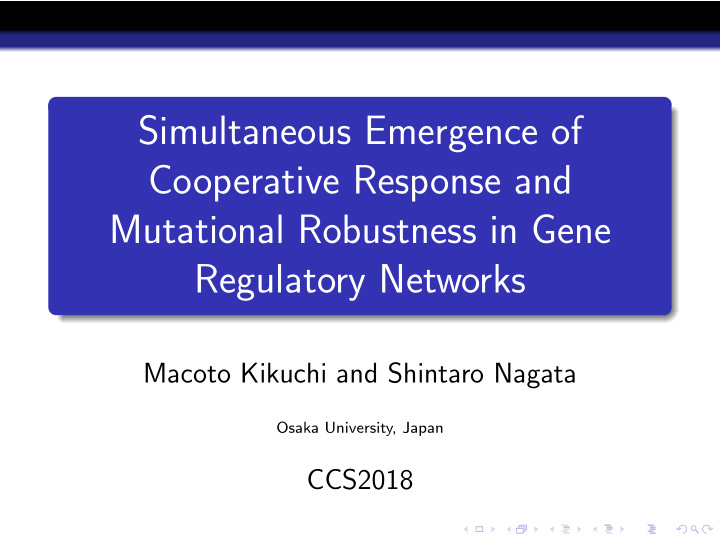simultaneous emergence of cooperative response and