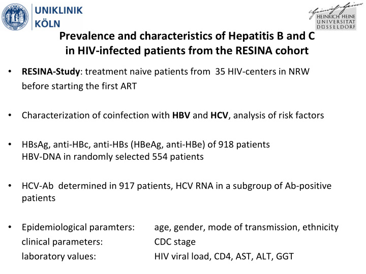 prevalence and characteristics of hepatitis b and c in