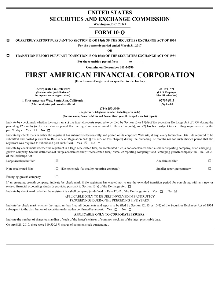 first american financial corporation