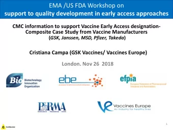 EMA /US FDA Workshop on  support to quality development in early access approaches  CMC information