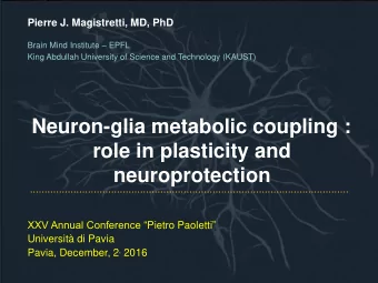 Neuron-glia metabolic coupling :  role in plasticity and  neuroprotection XXV Annual Conference