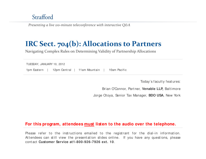 irc sect 704 b allocations to partners