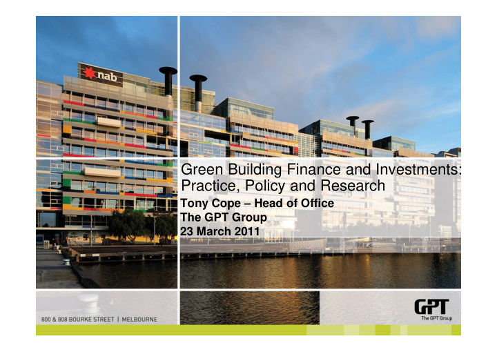 green building finance and investments practice policy