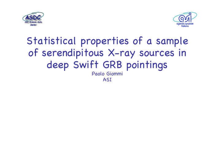 statistical properties of a sample of serendipitous x ray