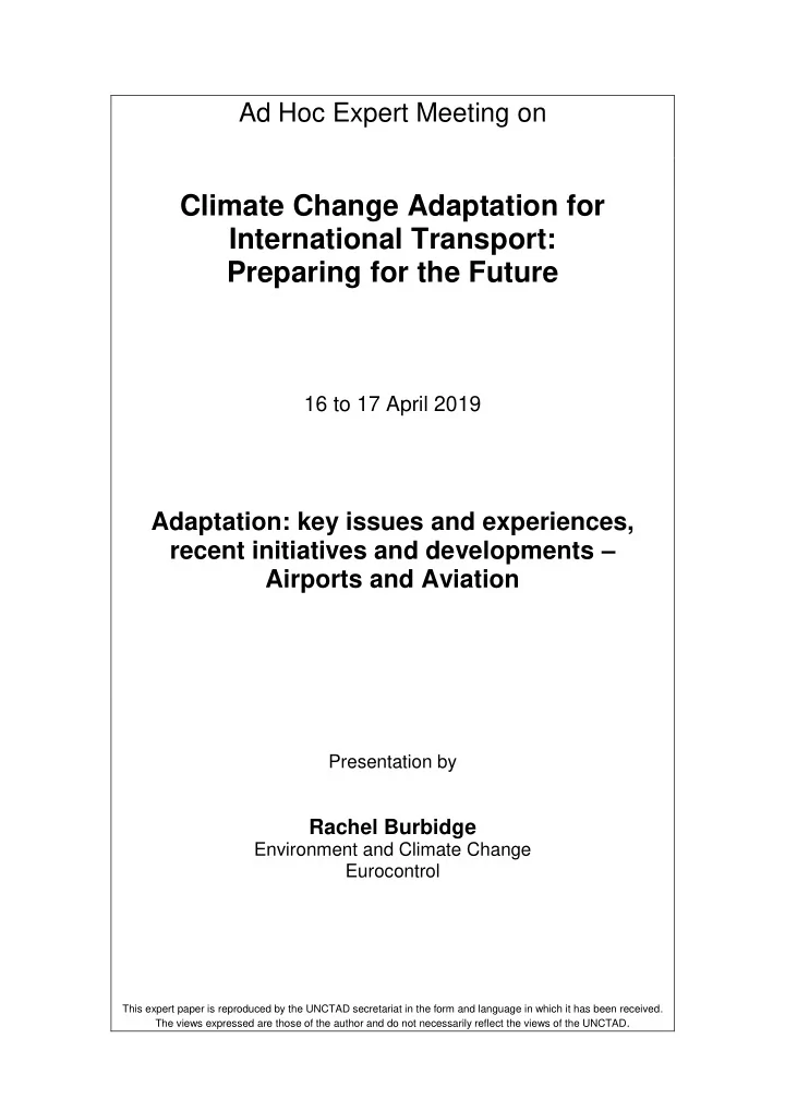 climate change adaptation for international transport