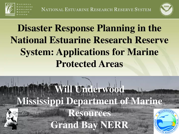 disaster response planning in the national estuarine