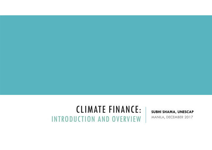 climate finance