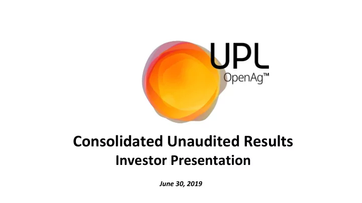 consolidated unaudited results