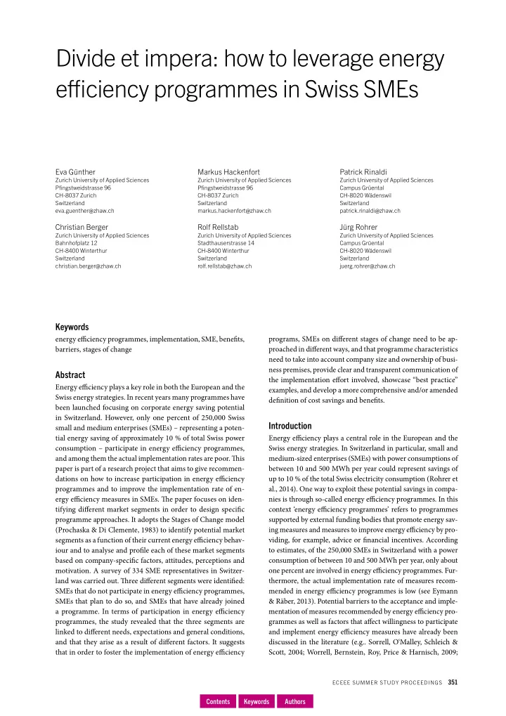 divide et impera how to leverage energy effjciency