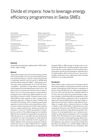 Divide et impera: how to leverage energy  effjciency programmes in Swiss SMEs  Eva Gnther  Markus