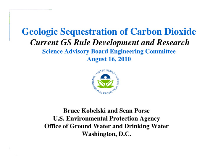geologic sequestration of carbon dioxide