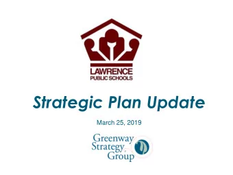 Strategic Plan Update  March 25, 2019  Project Overview  Environmental Scan  Organizational