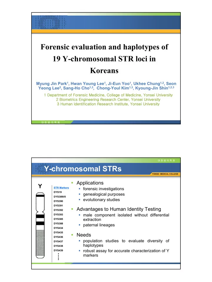 forensic evaluation and haplotypes of 19 y chromosomal
