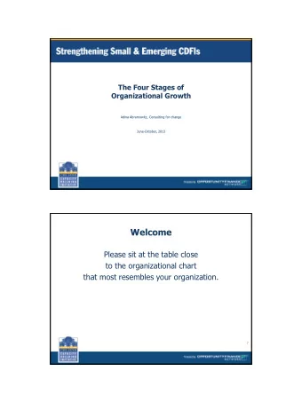 Welcome  Please sit at the table close  to the organizational chart  that most resembles your